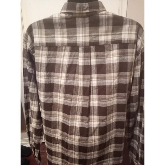 NEW St Johns Bay Flannel Shirt Men XLT Brown Plaid Button Front Long Sleeve NWT - Picture 7 of 10
